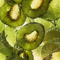 sliced up kiwi fruit on the top of a tree