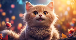 a cat with big eyes sits on a tree branch