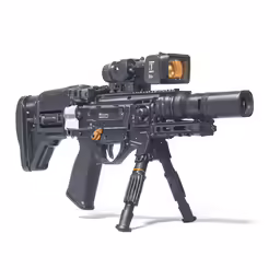 a machine gun with a long sightscope