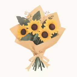 a bouquet of sunflowers wrapped in brown paper
