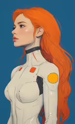 a girl with orange hair and white uniform