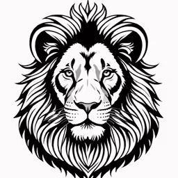 lion head on white background in black and white