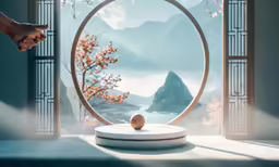 an egg being released from a window through a ring