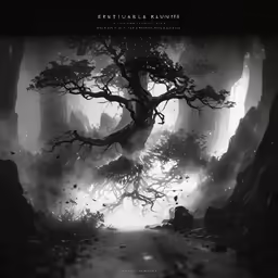 a poster with a tree in the middle of it