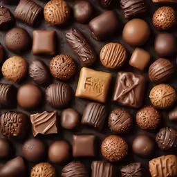 some different chocolates and pieces of brown on display