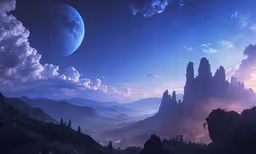 a picture of some mountains in a sky