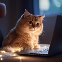 a cat is sitting on the edge of a laptop