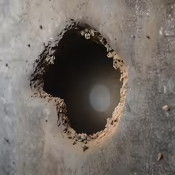 an empty area in the concrete with a hole in it