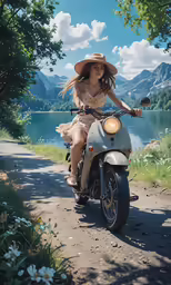 there is a woman that is riding a bike