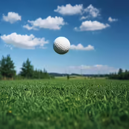 a golf ball is headed towards a tee on the green
