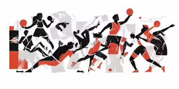 a painting of basketball players fighting over the ball