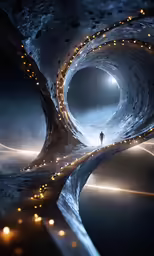a man is standing at the end of a tunnel