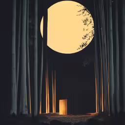 an image of a night in the woods