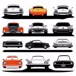 an image of various types of cars,the different types of cars on the road,many different types of cars are shown in this image,a number of different colored cars on a shelf,some cars are sitting in line on the street