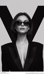 the model poses in sunglasses on the cover of a magazine