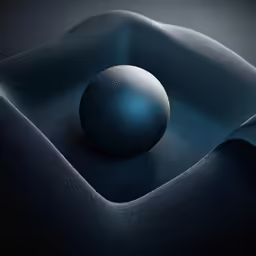 a ball in the middle of a blue fabric