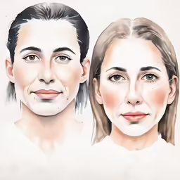 two drawings of people with different facial expressions