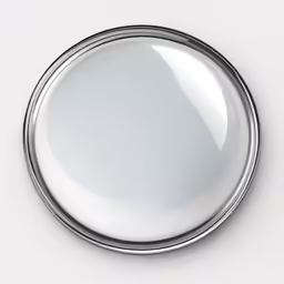 round chrome knob with white paint and some shiny lines