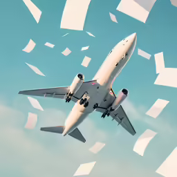 an air plane is flying through the air with many flaps