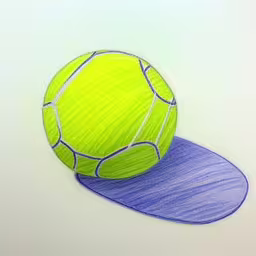 this is an image of a drawing of a tennis ball