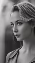 black and white portrait of woman in dress