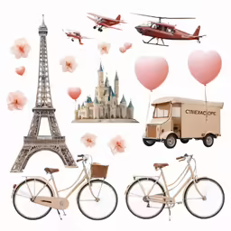 an illustration of some transportation and attractions