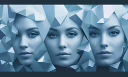 three beautiful women with very large heads against a wall