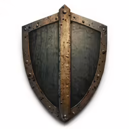 there is a metal shield with water drops on it