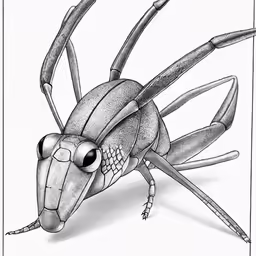 a drawing of a giant insect on a white background
