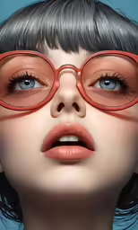 a woman in glasses, with her nose almost hidden