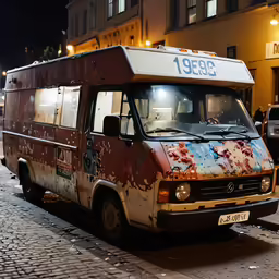 an old van has had some paint and some rust
