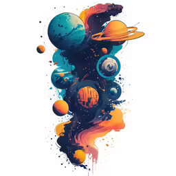 an image of planets and sun with a white background