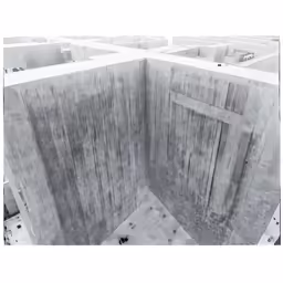 the concrete floor has squares and crosses embedded into it