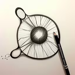 /tmp/FOOyeTWb2.jpg = an artistic drawing of a tennis racket with a ball inside
,/tmp/FOOyeTWb2.jpg = a drawing of a tennis racquet on a table
,/tmp/FOOyeTWb2.jpg = a pen drawing a black and white image of a tennis racket
,/tmp/FOOyeTWb2.jpg = a pen drawing on paper of a bicycle front tire
,/tmp/FOOyeTWb2.jpg = a pencil drawing a wire frame of a tennis racket
,/tmp/FOOyeTWb2.jpg = a black and white drawing of a drawing of a circle of something being made with a pencil
,/tmp/FOOyeTWb2.jpg = a pencil drawing of a penny bill and a black pen
