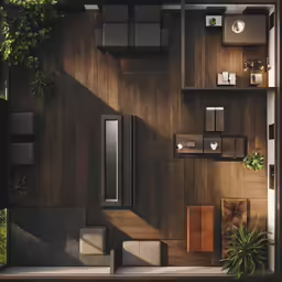 an overhead view of the interior of a house