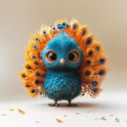a brightly colored peacock figurine sitting on top of a table