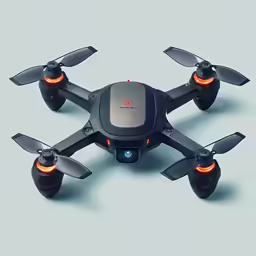 the top view of a black and white quad drone