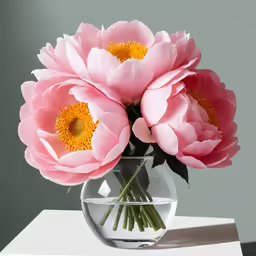 some pink flowers that are in a glass vase