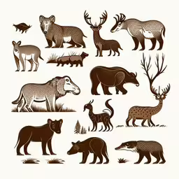 an image of different animals set,different animals in different ways are grouped together