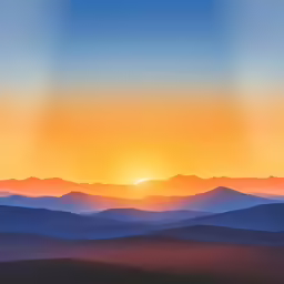 a picture that looks like a painting of the sun rising over the mountains