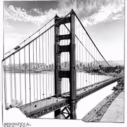 a black and white image of the golden gate bridge