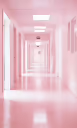 a photo of an empty hallway in pink