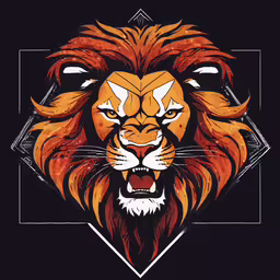 an orange and black lion