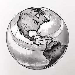 a drawing of a rotating earth on top of white paper