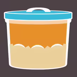 an illustration of an orange and brown dessert in a jar