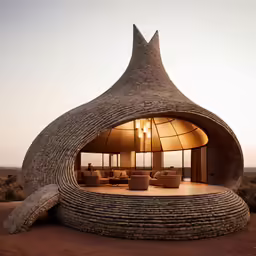 an unique house built out of a rock structure