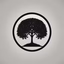 an illustration of the tree is a black and white icon,a black and white photo with an apple tree