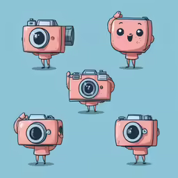 a series of cartoon images depicting camera and people