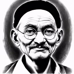 a pencil drawing of an old man wearing glasses