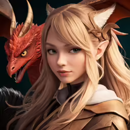 a girl with blond hair wearing a dragon outfit